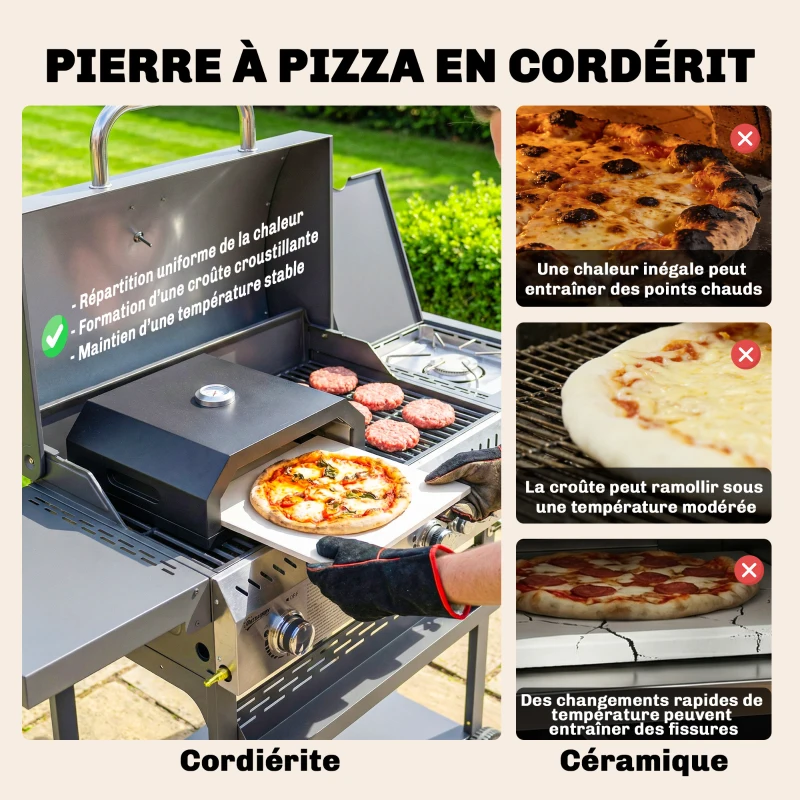 Outsunny Kit Four à Pizza pour Barbecue Four à Pizza Extérieur pour Barbecue 53 x 40 x 18,5 cm, noir