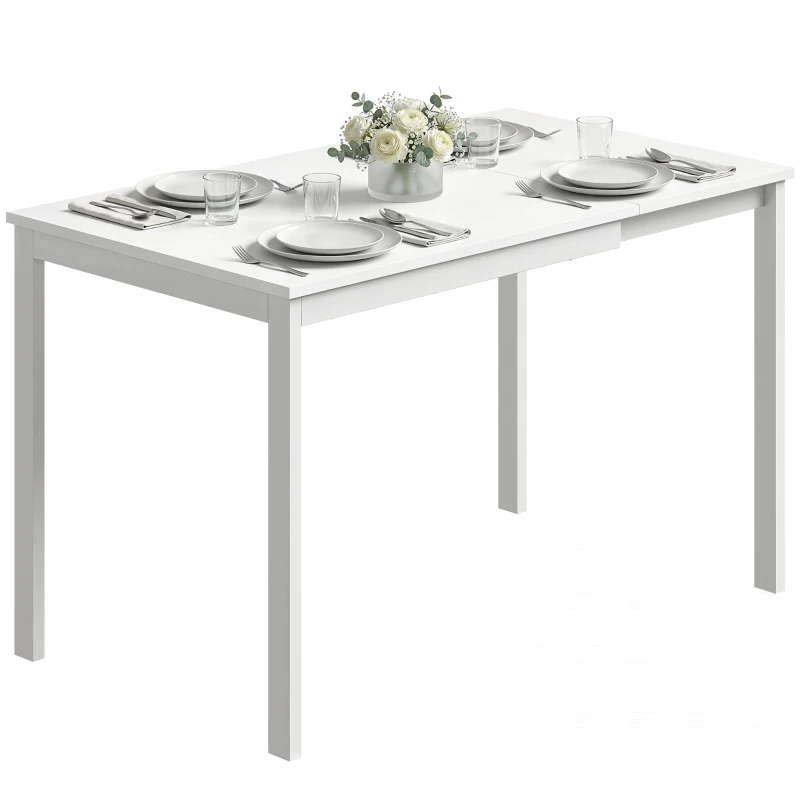 HOMCOM Table à manger extensible 80-120 cm pour 4 à 6 personnes, table de cuisine avec extension coulissante, blanc