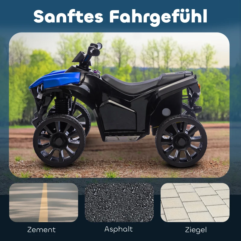 AIYAPLAY Kinder Quad Elektro 6V Kinderquad mit Vorwärts-, Rückwärtsfunktion, Musik, LED-Scheinwerfer Blau