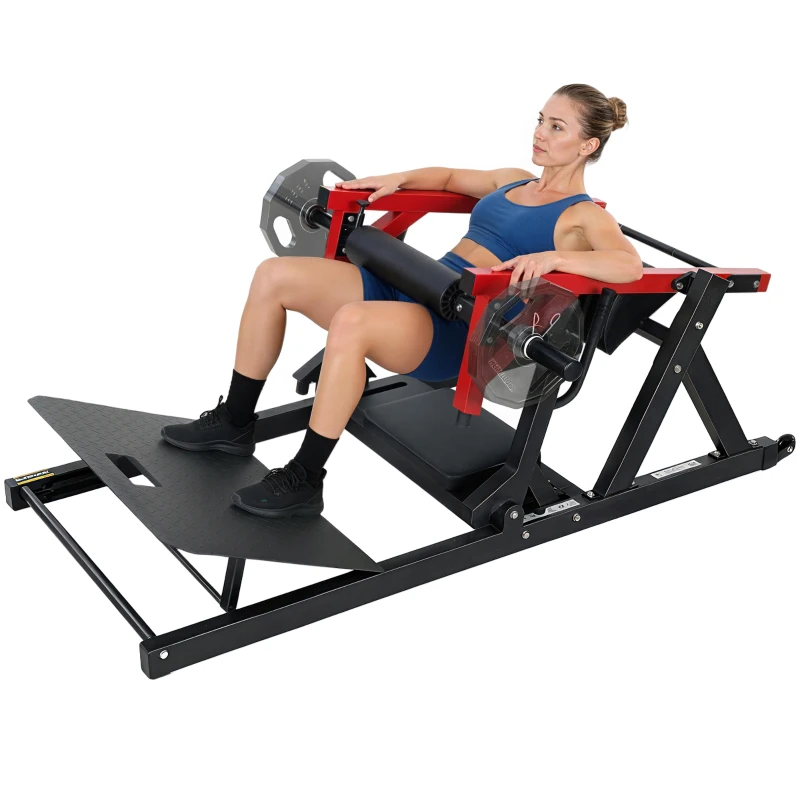 SPORTNOW Máquina Hip Thrust, Puente de Glúteos con Carga de Discos 270 kg, Soporte para Pesas, Rojo
