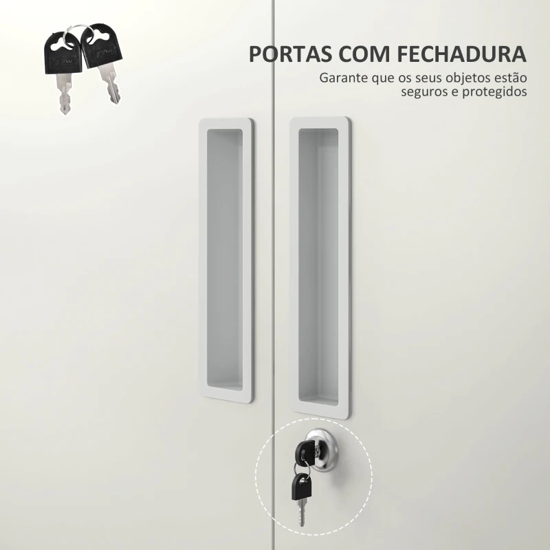 HOMCOM Armário para Arquivos de 5 Níveis com Chaves Prateleiras Ajustáveis Armário de Arquivos Metálico 80x40x180 cm Branco