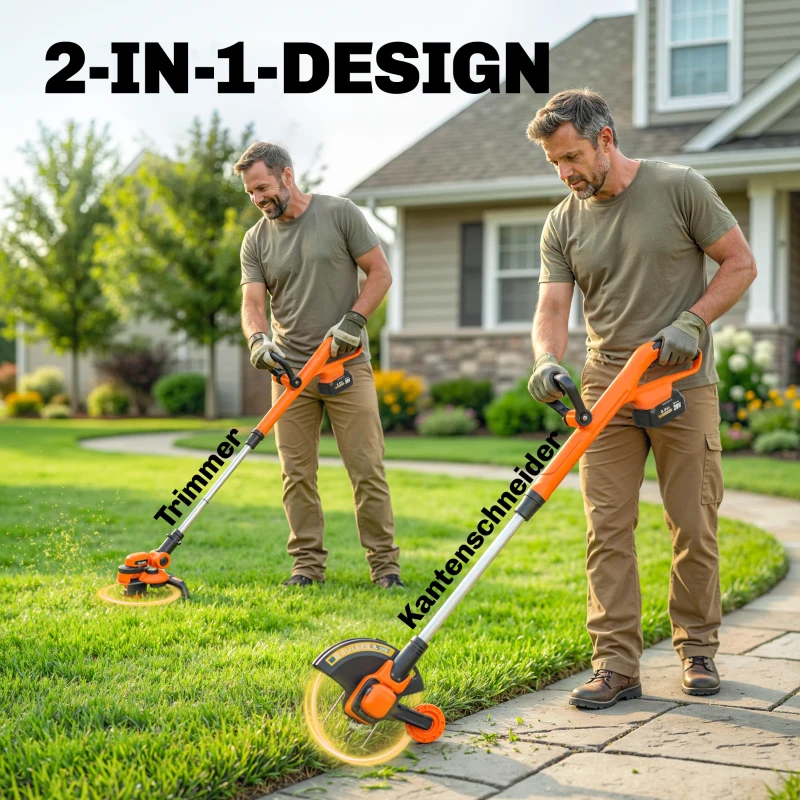 Outsunny Accu grastrimmer 21V met 2x4,0Ah accu's en oplader 25 cm maaibreedte verstelbare telescoopsteel