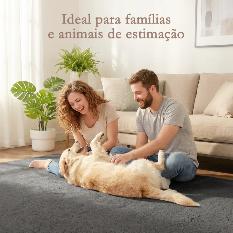 HOMCOM Tapete para Sala de Estar 120x160 cm Tapete Lavável à Máquina Pelo Longo Macio Estilo Moderno Cinza