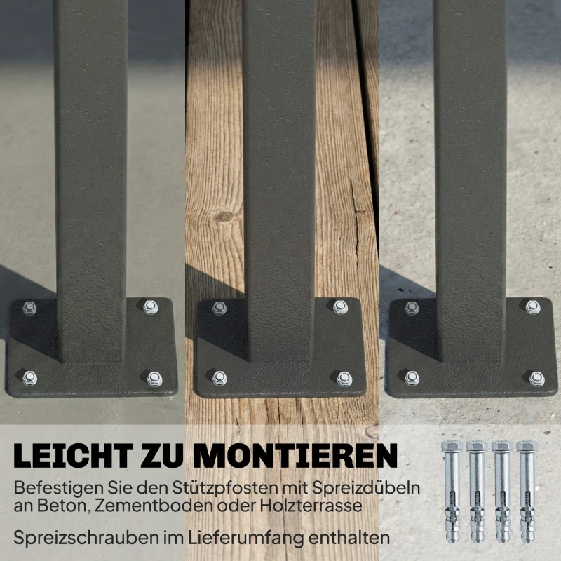 Outsunny Ausziehbare Seitenmarkise, Sichtschutz für Außenbereiche, Wasserabweisend, UV 50+, 420 x 185 cm, Dunkelgrau