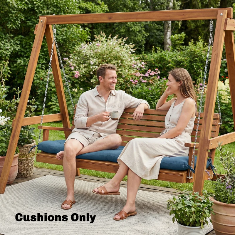 Outsunny Sun Lounger Cushion, Memory Foam Patio Chair Cushion with Ties, Outdoor Seat Pad Fits 190 x 60 cm Lounger, Blue