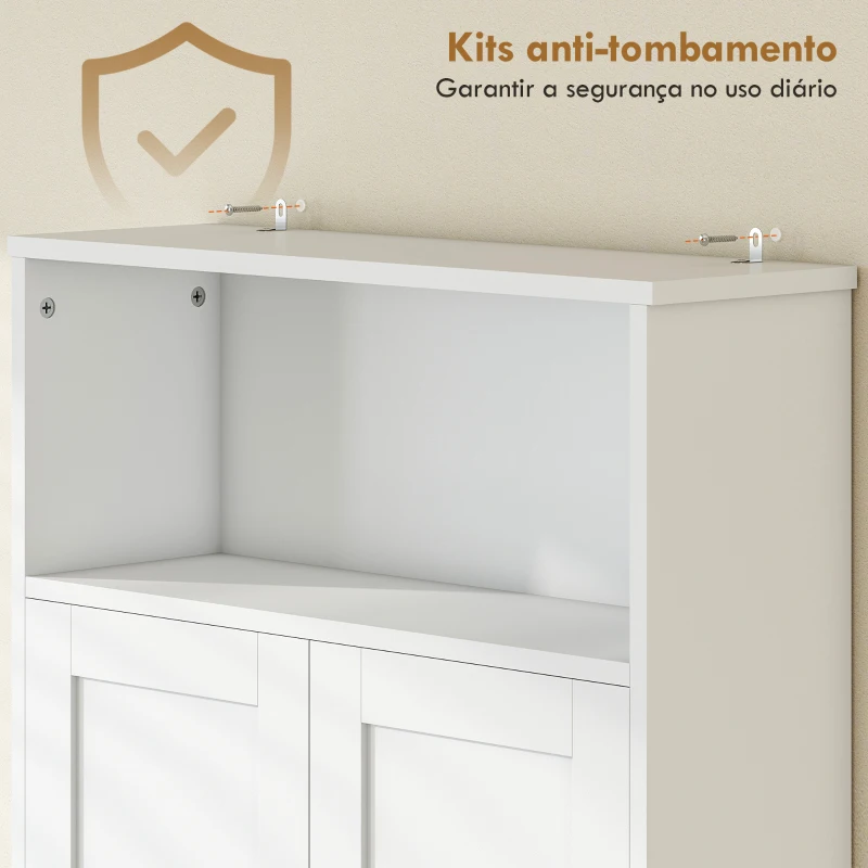 HOMCOM Armário sobre a Sanita, Móvel de Casa de Banho com 2 Portas de Fecho Suave e Prateleira Aberta, 64 x 21 x 173,5 cm, Branco