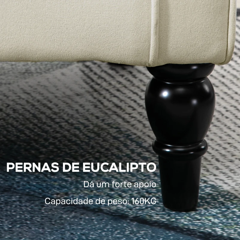 HOMCOM Poltrona de Sala de Estar Poltrona Moderna para Dormitório com Pés de Madeira Poltrona Individual 74x86x102 cm Creme