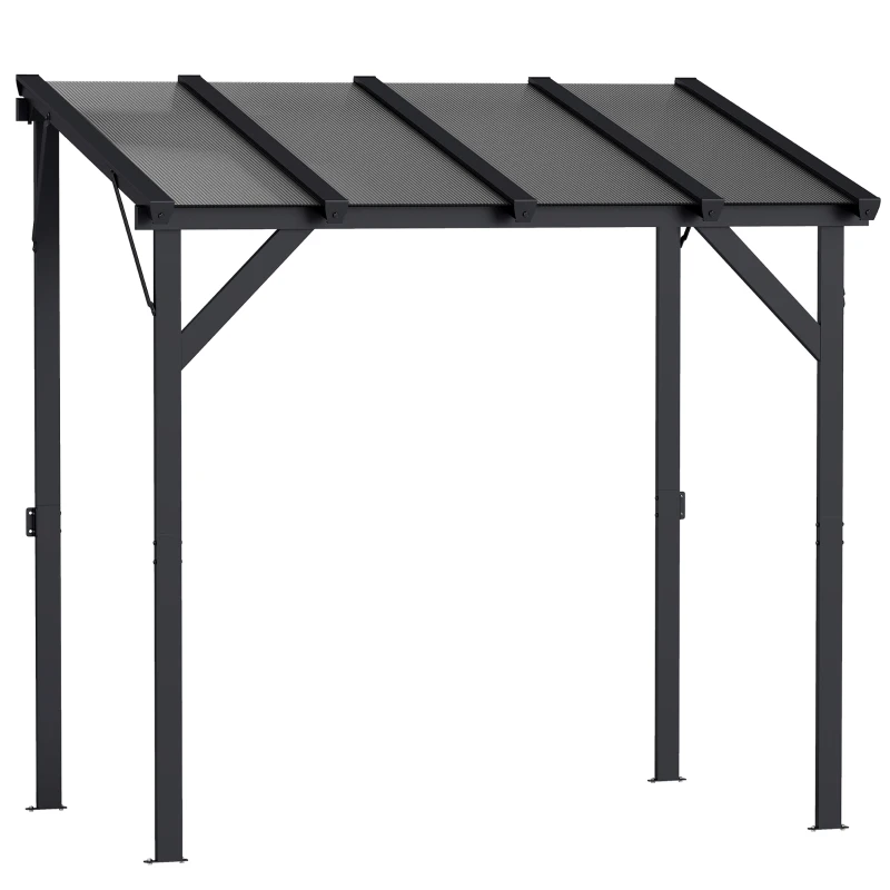 Outsunny Abri pour Barbecue, Tonnelle de Jardin 244 x 150 x 244 cm avec Toit en Polycarbonate et Cadre en Aluminium, gris foncé