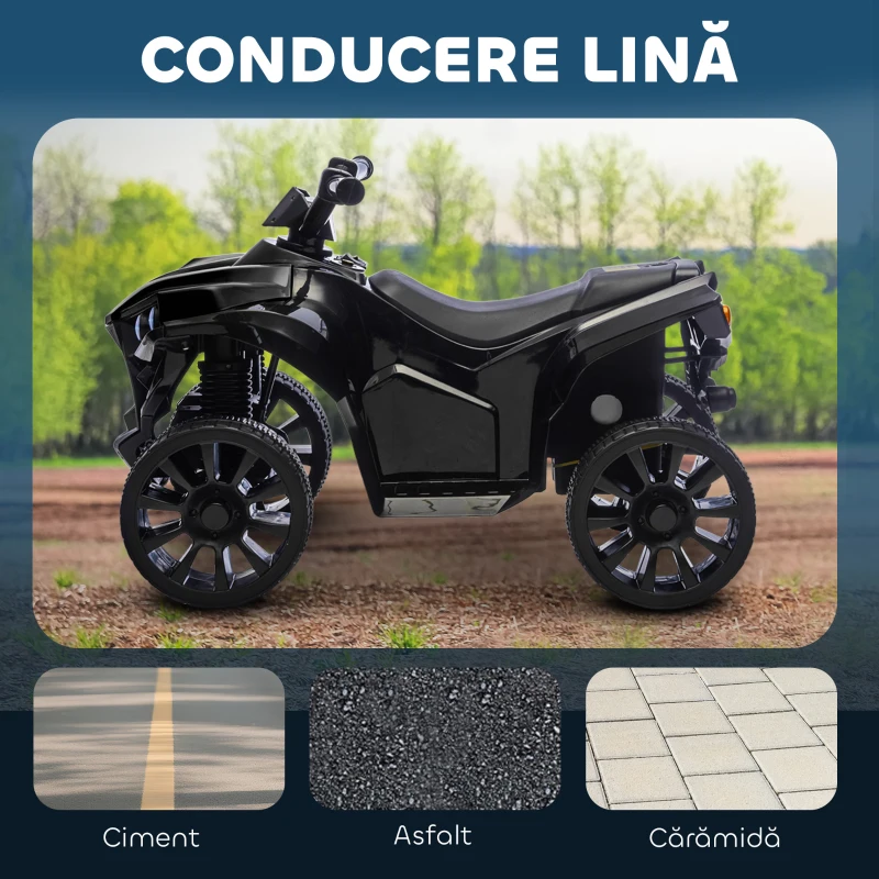 AIYAPLAY ATV Electric 6V pentru Copii, Vehicul cu 4 Roți cu Muzică și Faruri LED, pentru Vârste între 3-8 Ani, Roșu