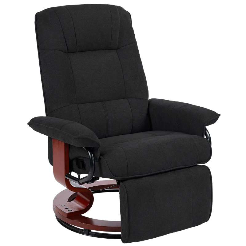 HOMCOM Reclining Swivel Chair, with Footrest - Black