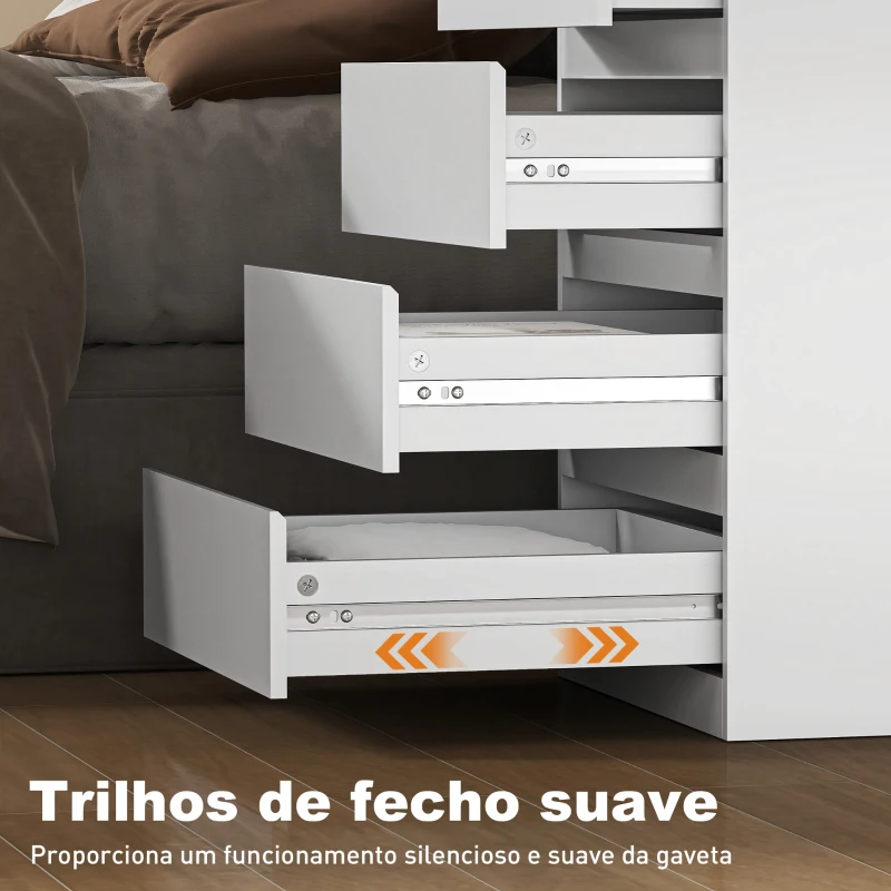 HOMCOM Cómoda com 4 Gavetas com Fecho Suave para Quarto Escritório Estilo Moderno 45x40x68 cm Branco