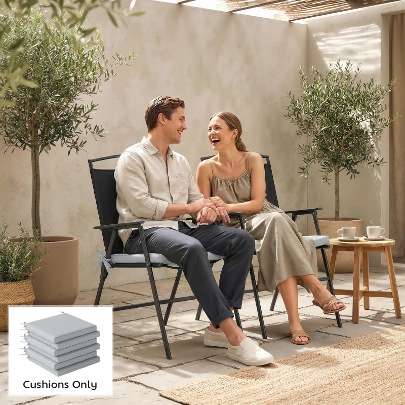 Outsunny Set of 6 Outdoor Seat Cushions with Machine Washable Cover, Water Repellent Seat Cushions Light Grey