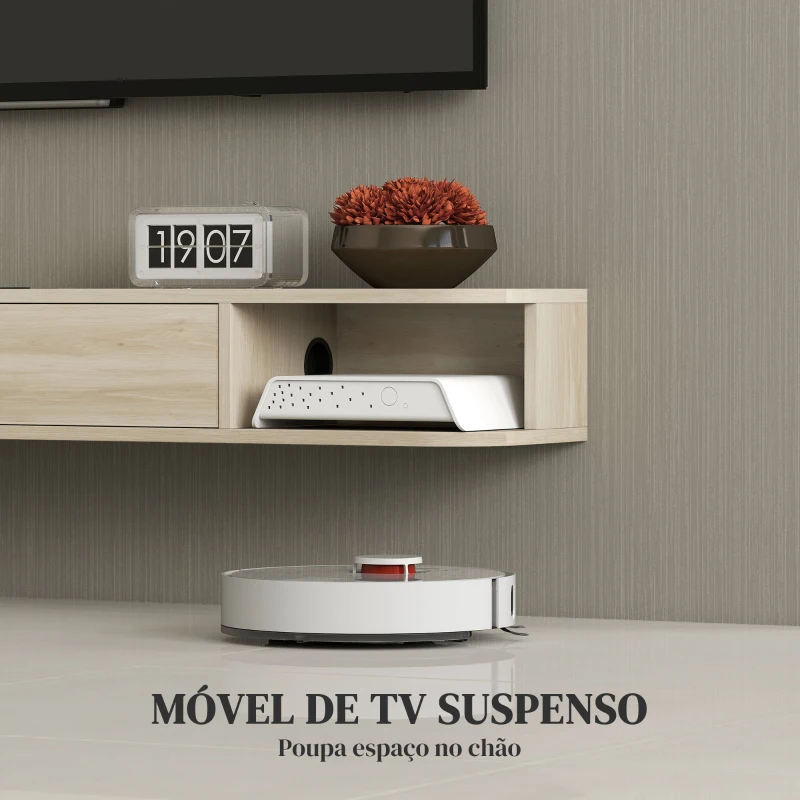 HOMCOM Móvel de TV Suspenso com  Orifício para Cabos Estilo Moderno para Televisão 60 Polegadas 140x24x16 cm Madeira