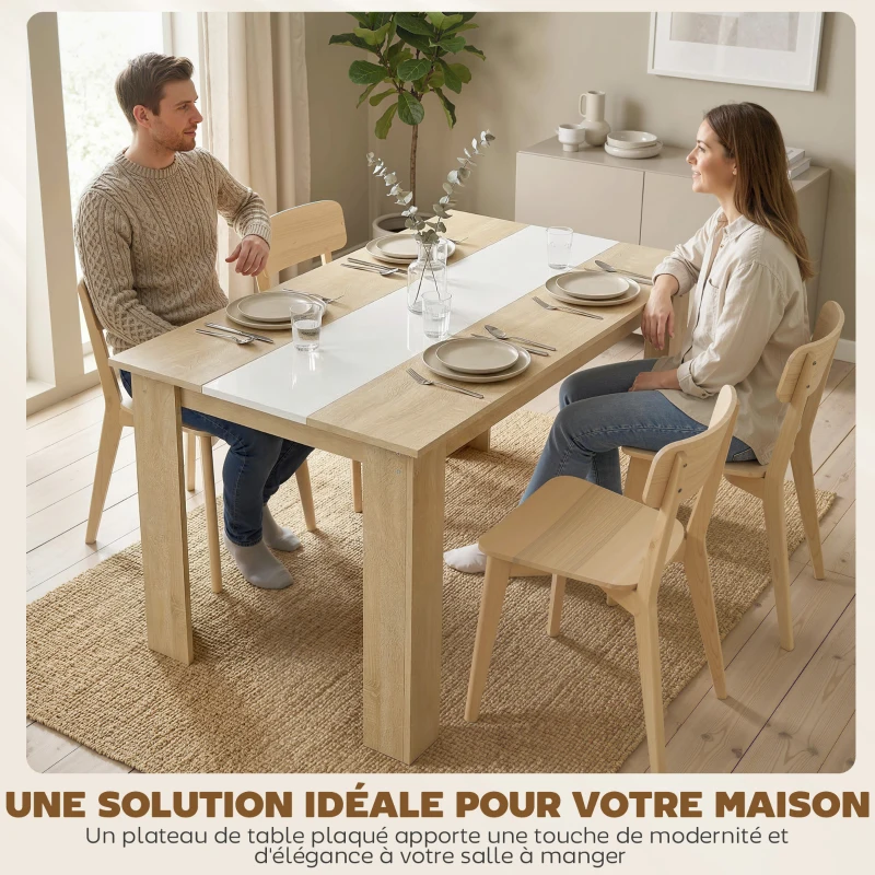 HOMCOM Table à manger table de cuisine design moderne avec grand plateau 2-4 personnes en bois dim. 120L x 69l x 75H cm