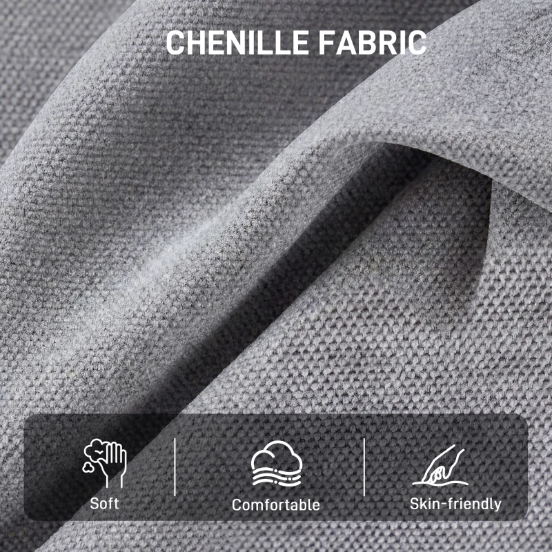 HOMCOM Obrotowy Fotel Akcentowy, Tapicerowany Fotel Czytelniczy z Chenille, Szerokim Siedziskiem, Sprężynowym Wypełnieniem i Metalowymi Nogami, Jasnoszary