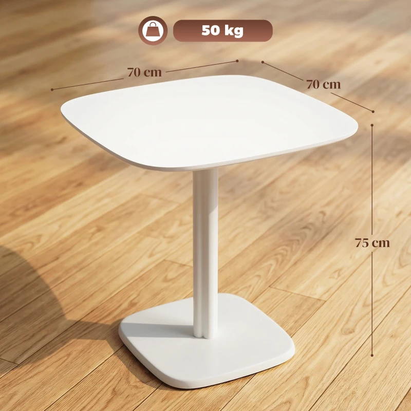 HOMCOM Table à manger pour 4 personne table de cuisine carrée style moderne avec plateau aspect bois, 70 x 70 cm, blanc