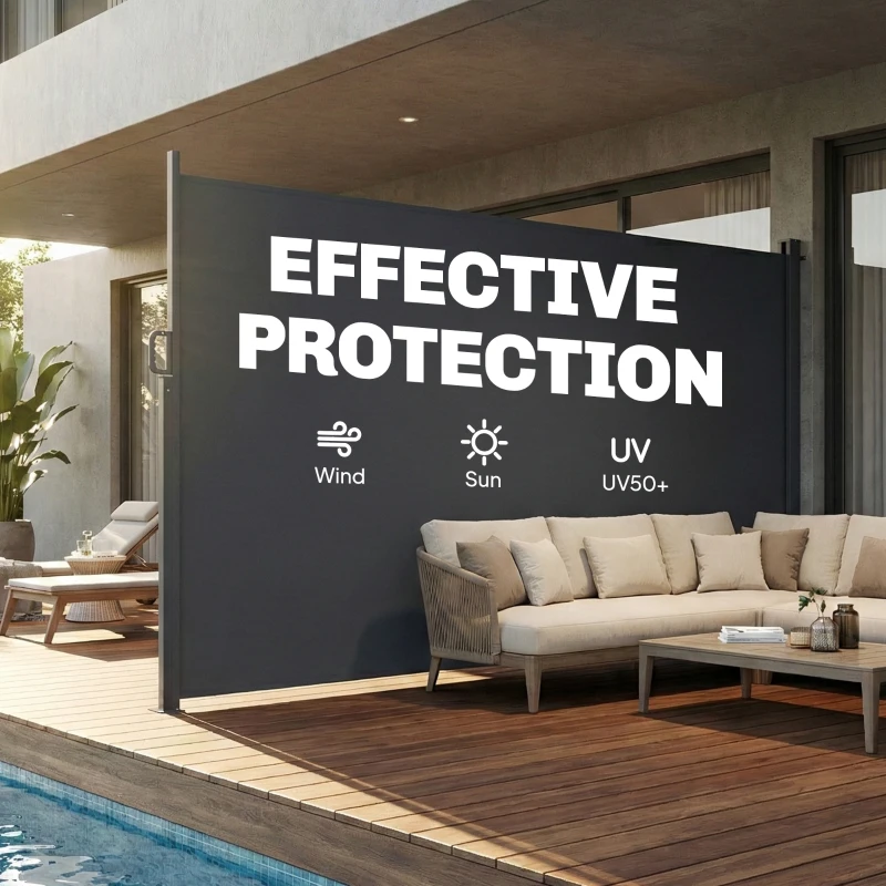 Outsunny Wysuwana markiza boczna, osłona przeciwsłoneczna i przeciwwiatrowa, UV 50+, 420 x 185 cm, ciemnoszara