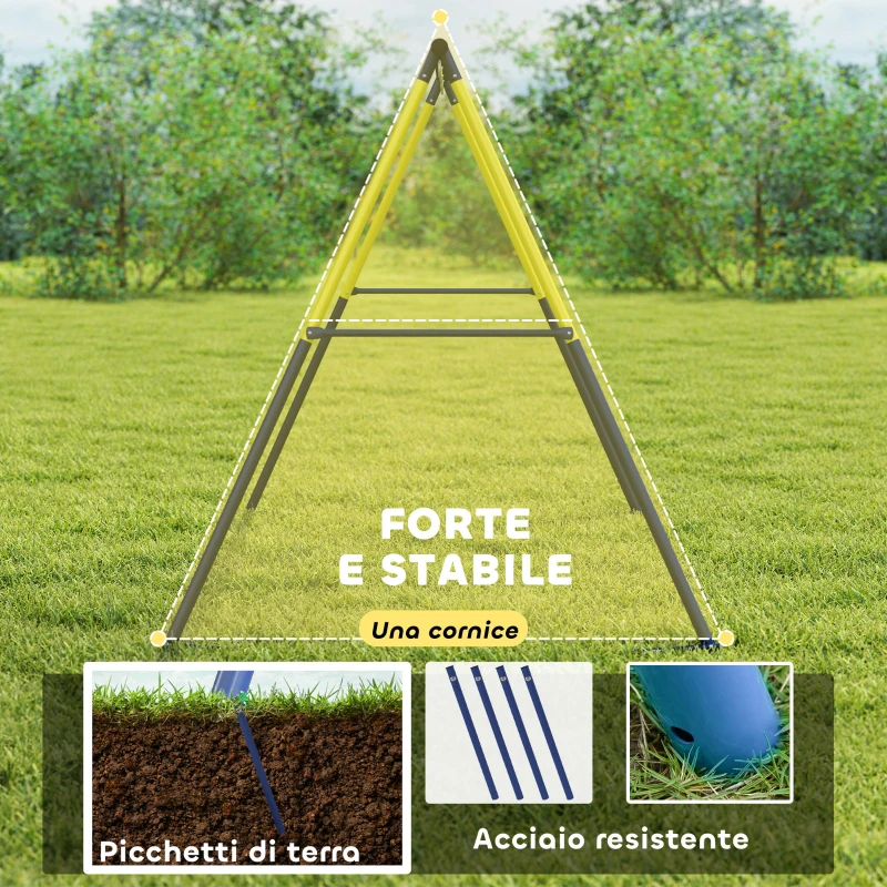 AIYAPLAY Struttura per Altalena da Giardino per Bambini 3-8 Anni in Acciaio, 4 Ganci, 260x160x178 cm, Blu