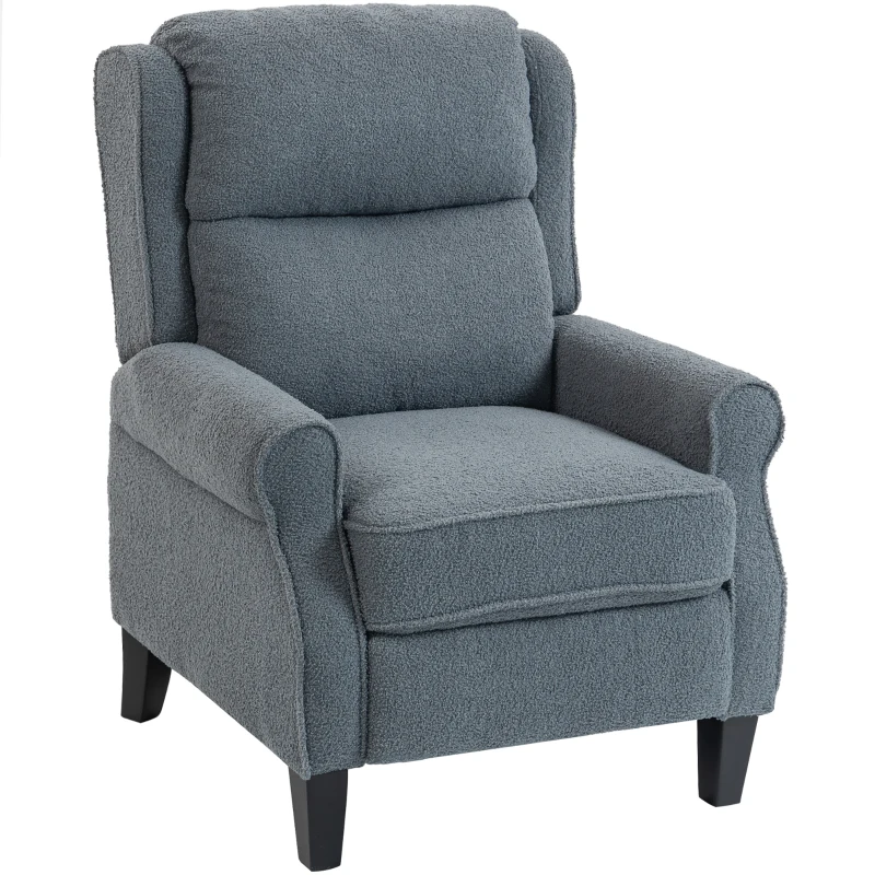 HOMCOM Recliner Armchair with Extended Leg Rest - Grey