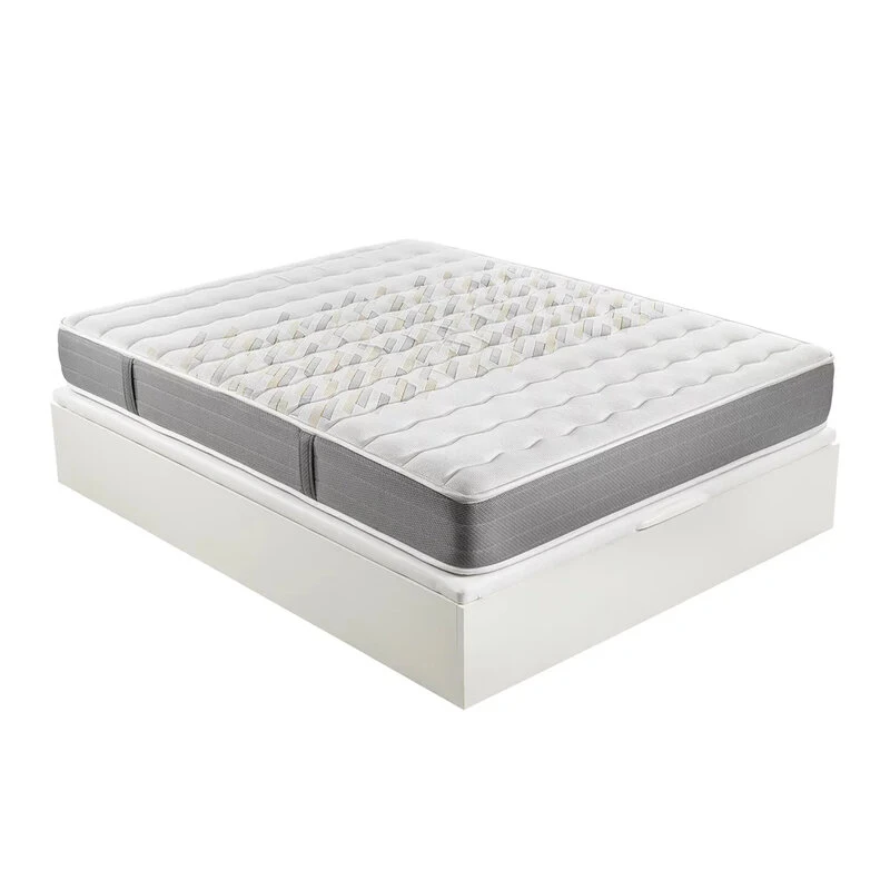 Pack colchón HR viscoelástico de 24 cm + canapé abatible blanco con gran capacidad – 135x190cm
