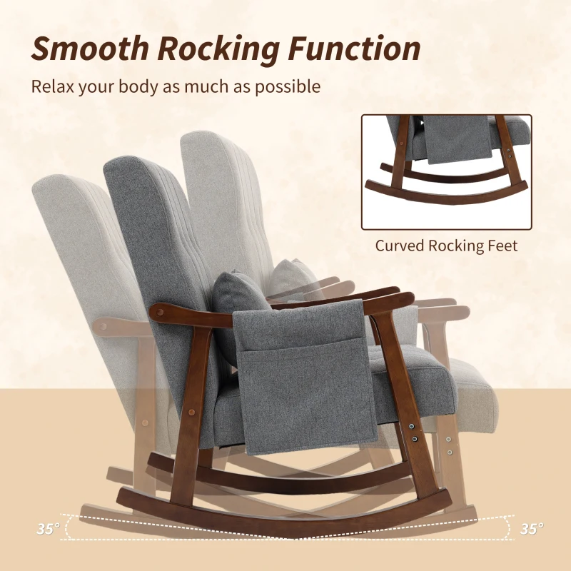 HOMCOM Wood Frame Rocking Accent Chair - Grey