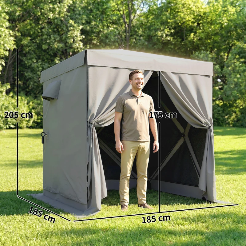Outsunny Pawilon 1,85x1,85m Wodoodporny Stabilny Zimoodporny Pop-up Składany Pawilon z 4 Siatkowanymi Ścianami Bocznymi Torbą, UV 30+