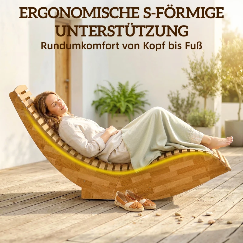 Outsunny Sonnenliege aus Akazienholz Klappbar Ergonomisch Gartenliege mit S-Form Latten-Design 60 x 156 x 77 cm