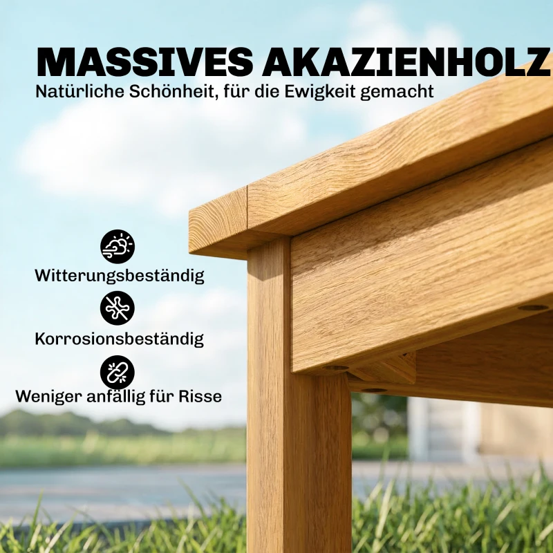 Outsunny Beistelltisch 48 x 48 cm wetterfest Gartentisch mit Lamellendesign verstellbaren Füßen, quadratisch