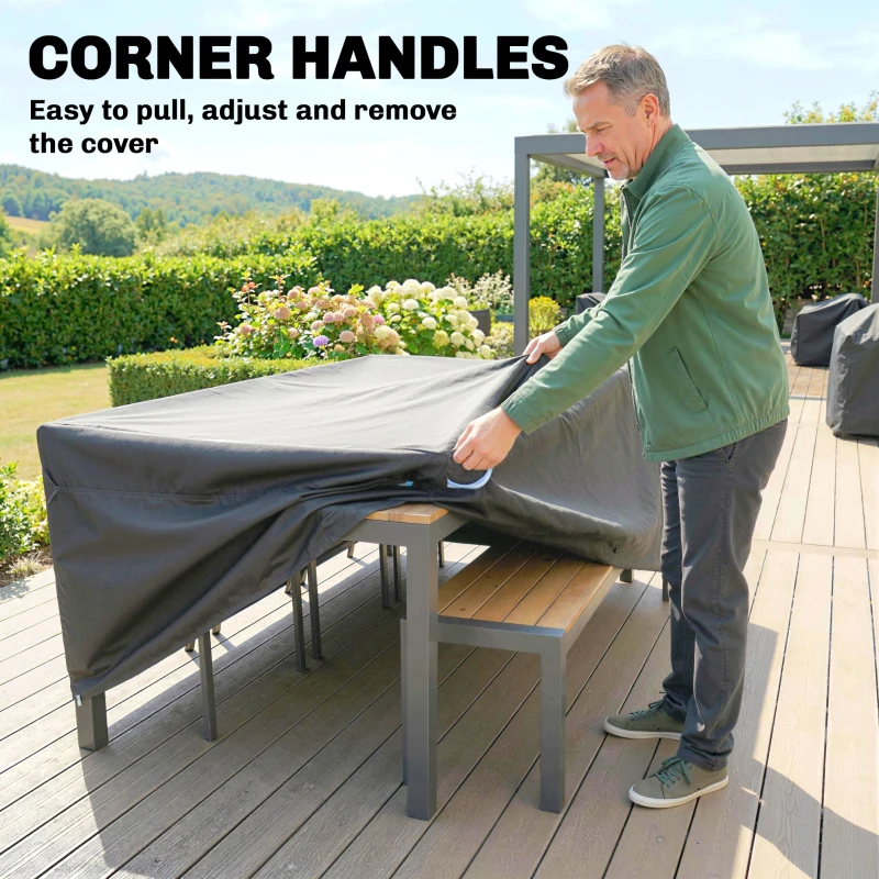 Outsunny Schutzhülle für Gartenmöbel Winterfest Wasserdicht Winddicht Anti-UV Abdeckplane 420D Oxford Gewebe 180x120x74cm Schwarz