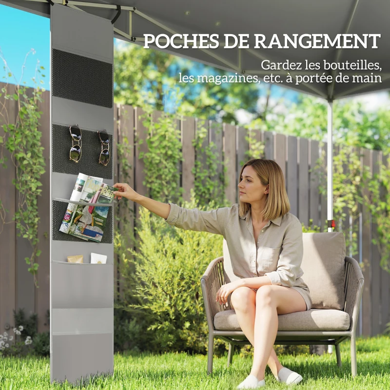 Outsunny Tonnelle de jardin 3 x 3 m pop up tente pliante protection UV50+ hauteur réglable 4 sacs de sable sac de transport Blanc