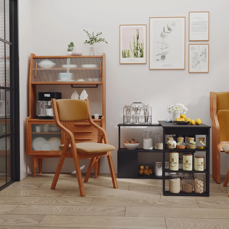 HOMCOM Mesa de Computador Secretária Mesa de Canto Giratória 360° com 5 Prateleiras 120x110x74,5 cm Preto