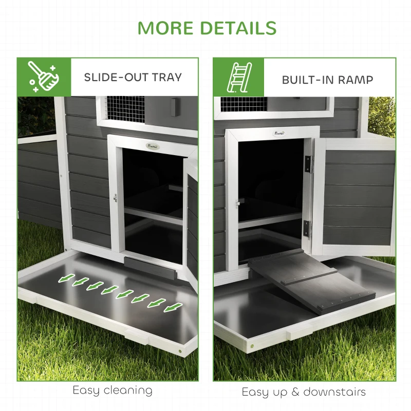 PawHut Chicken Coop, Wooden Outdoor Hen House with Nesting Box, Openable Waterproof Top, Pull-Out Tray, 150 x 100 x 97cm