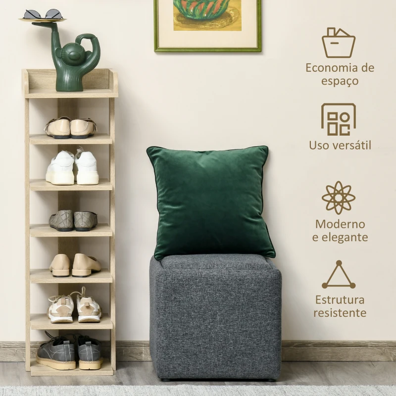 HOMCOM Sapateira Estreita de 7 Níveis Estante para Sapatos para 6 Pares de Sapatos 32x30x104 cm Madeira