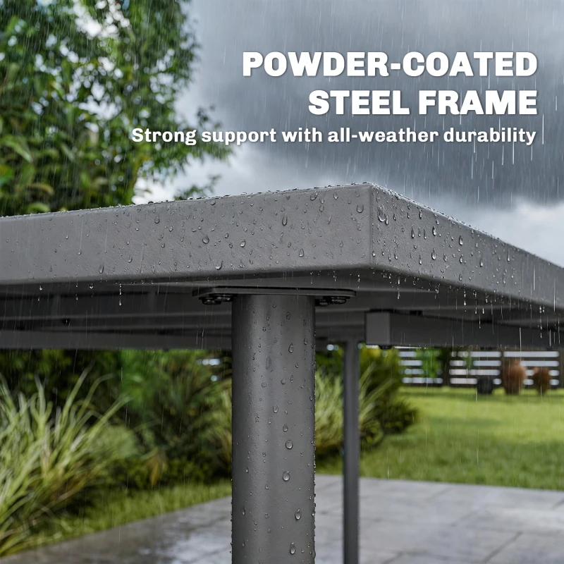 Outsunny Stół ogrodowy 165 x 80 cm dla 6 osób z metalowym blatem, stalowa rama, prostokątny