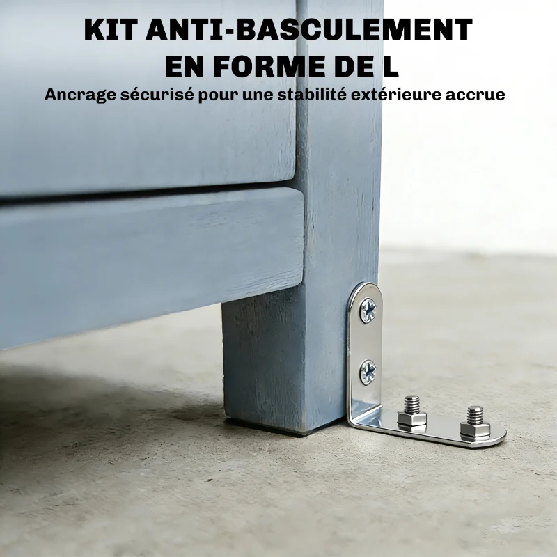 Outsunny Armoire de jardin, armoire extérieure de rangement en bois avec 2 portes verrouillables, 2 étagères et 10 crochets, gris