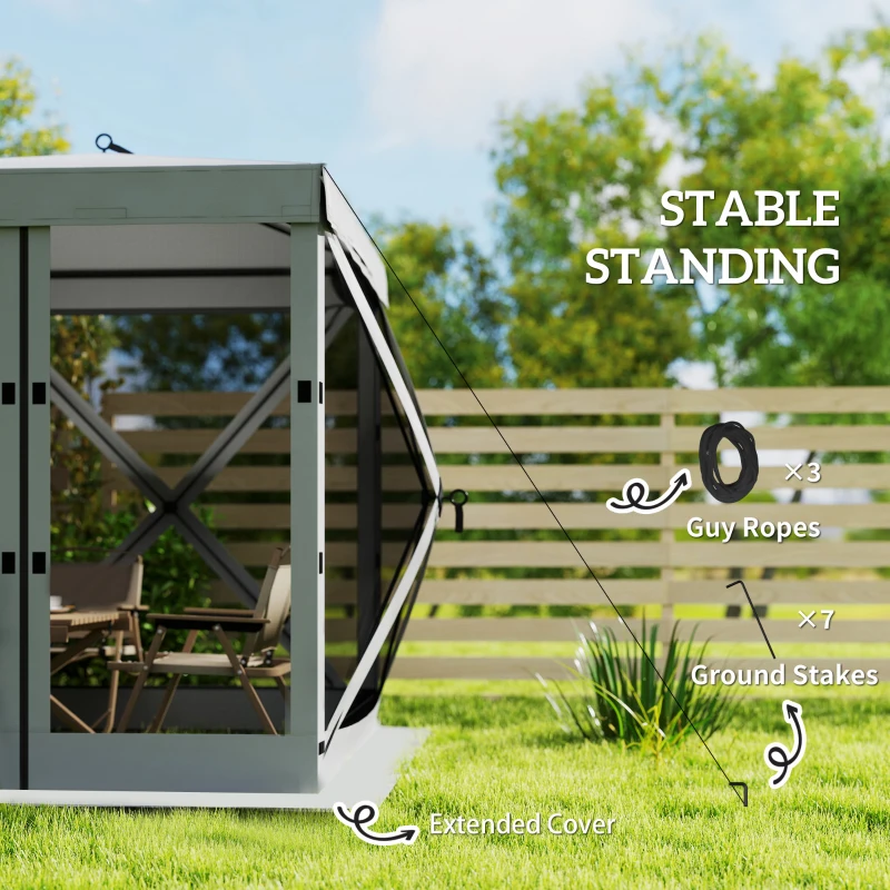 Outsunny Pawilon 1,85x1,85m Wodoodporny Stabilny Zimoodporny Pop-up Składany Pawilon z 4 Siatkowanymi Ścianami Bocznymi Torbą, UV 30+