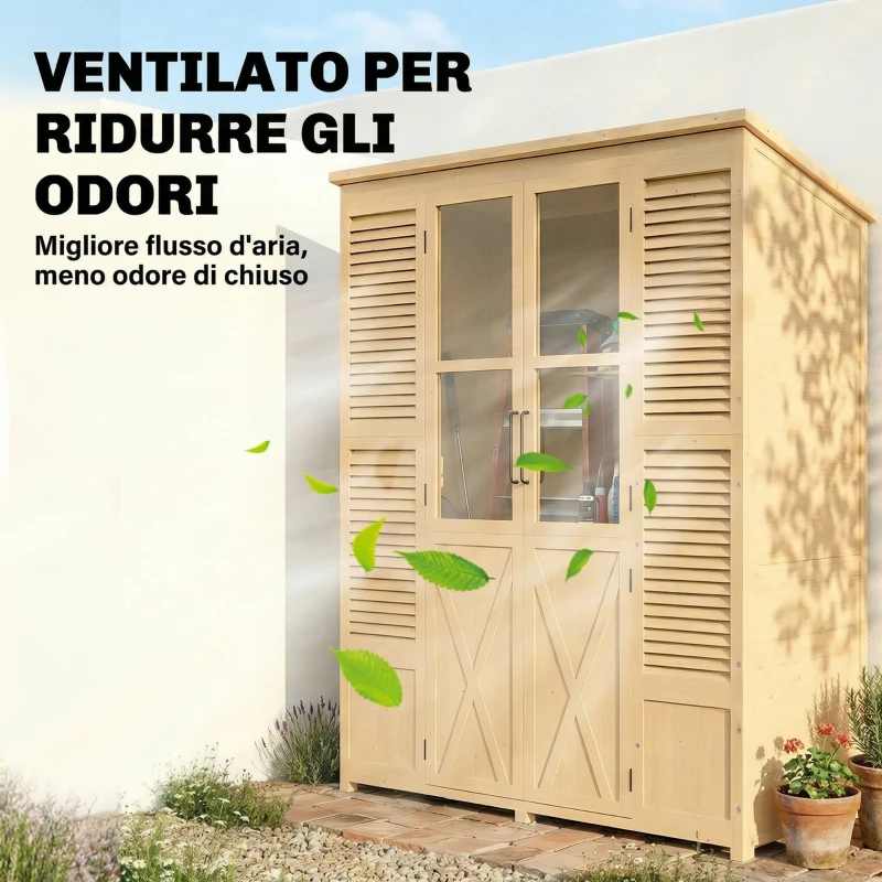 Outsunny Capanno da Giardino Walk-in con Pavimento e 4 Finestre