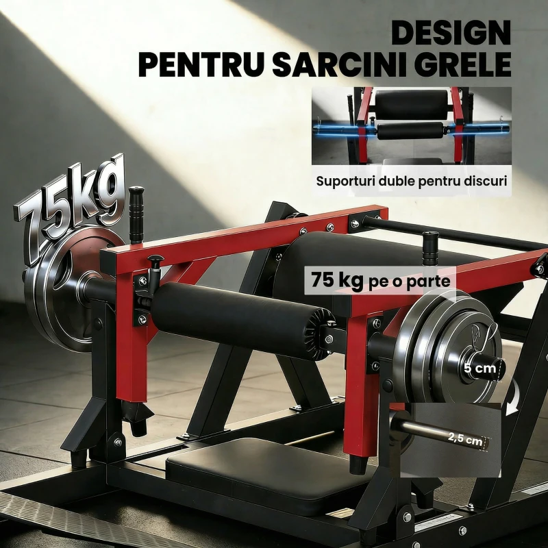 SPORTNOW Aparat Hip Thrust, Aparat Fesieri cu Suport pentru Greutăți, Platformă Reglabilă, Perne, Trainer Multifuncțional pentru Fesieri cu Roți, Capacitate 270 kg, Antrenament Fesieri și Abdominali Acasă