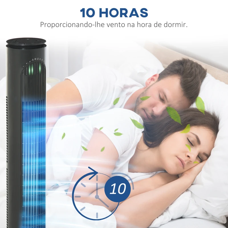 HOMCOM Ventoinha de Torre Silenciosa com Comando à Distância 3 Velocidades 3 Modos Temporizador 10H Oscilação 70° Cinzento Escuro