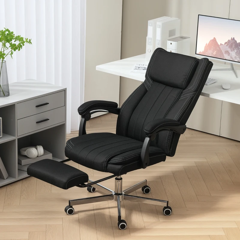 Vinsetto Chaise de bureau siège pivotant dossier inclinable hauteur réglable 65 x 61 x 105-113 cm noir