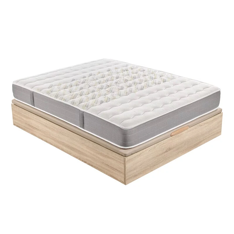 Pack colchón HR viscoelástico de 24 cm + canapé abatible natural con gran capacidad – 150x190cm
