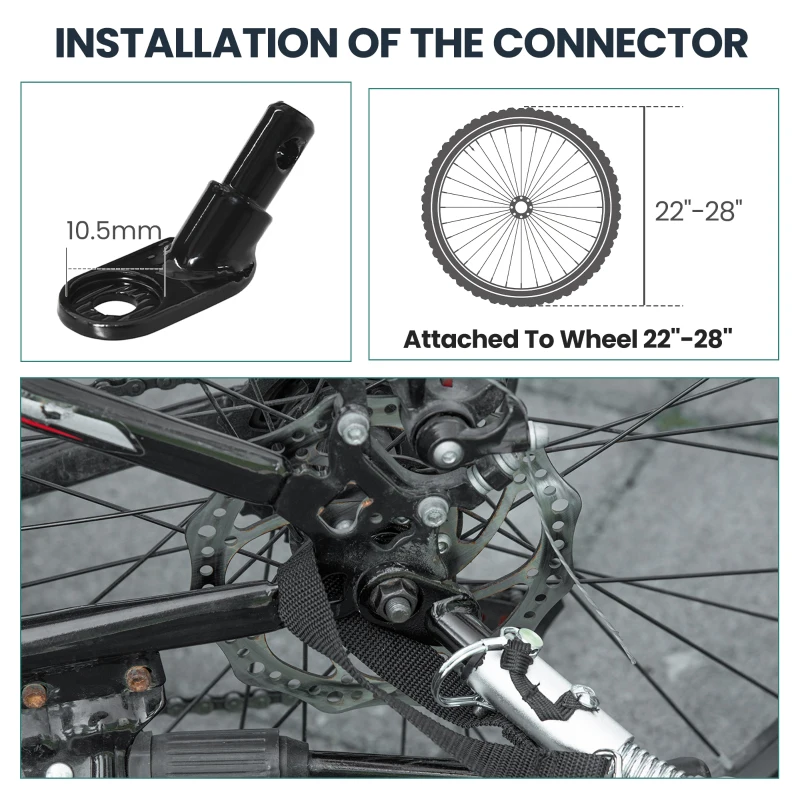 SPORTNOW Przyczepka rowerowa 170 litrów z zaczepem, pokrywą, 51 cm, szybkozłączki, pompowane koła, do 40 kg