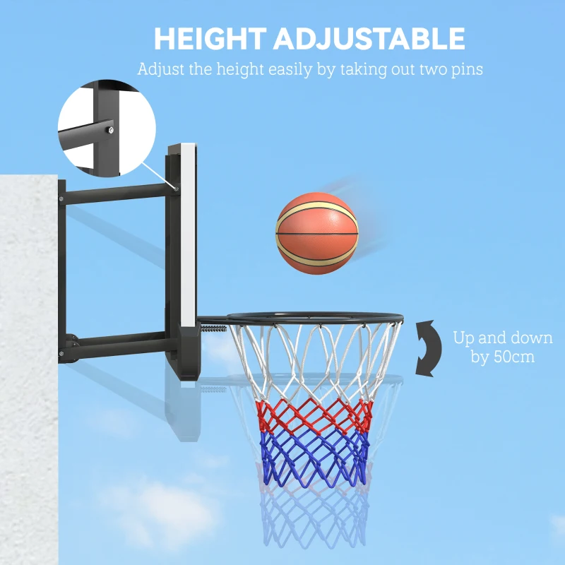 Kosz do koszykówki z montażem na ścianie, czarny, do wnętrz i na zewnątrz