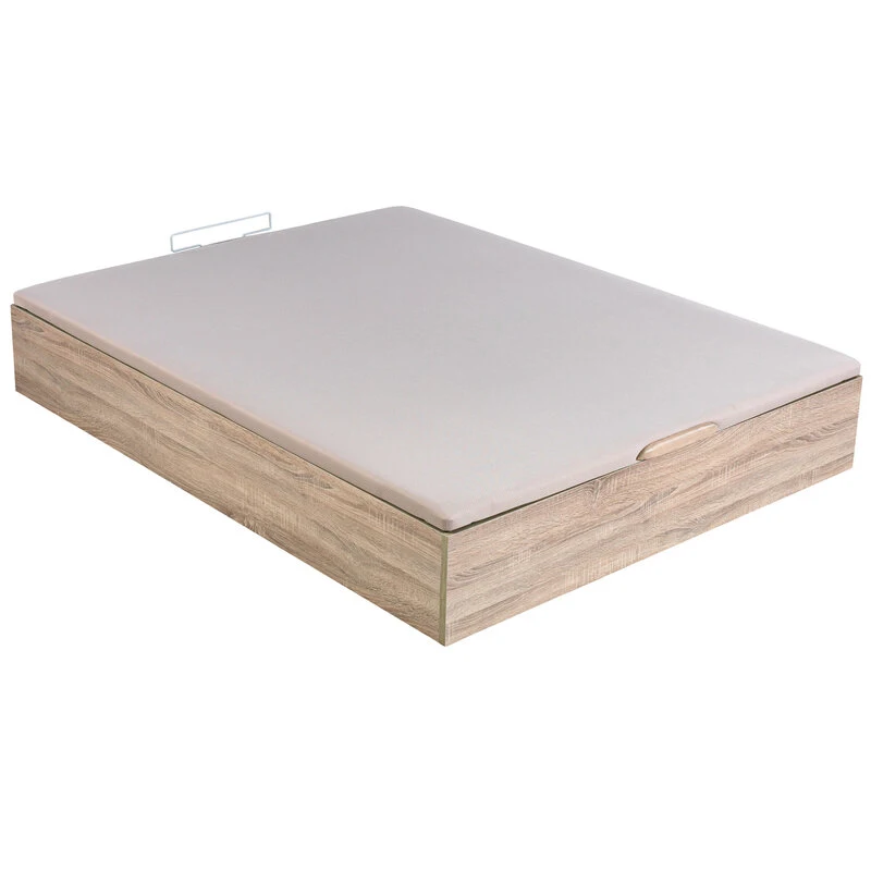 Canapé abatible con gran capacidad de almacenaje y apertura hidráulica – 135x190 cm, madera natural