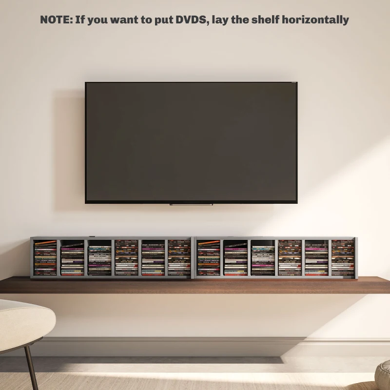 HOMCOM Set of 2 CD Media Display Shelf Unit Tower Rack with Adjustable Shelves, High Gloss Grey