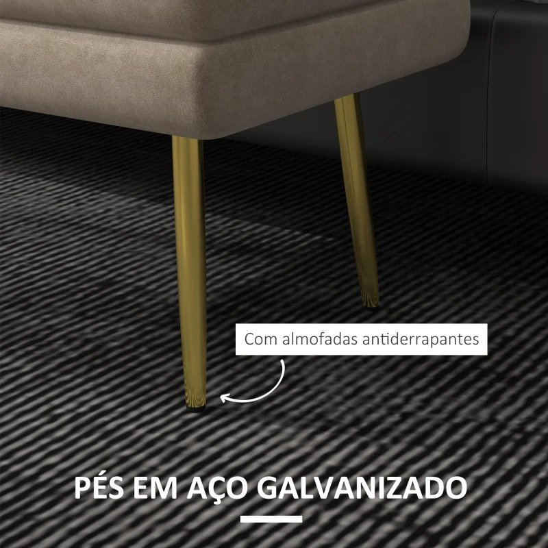 HOMCOM Banco Pé de Cama 30L Banco com Armazenamento para Dormitório Estofado em Veludo 79,5x37,5x43 cm Bege