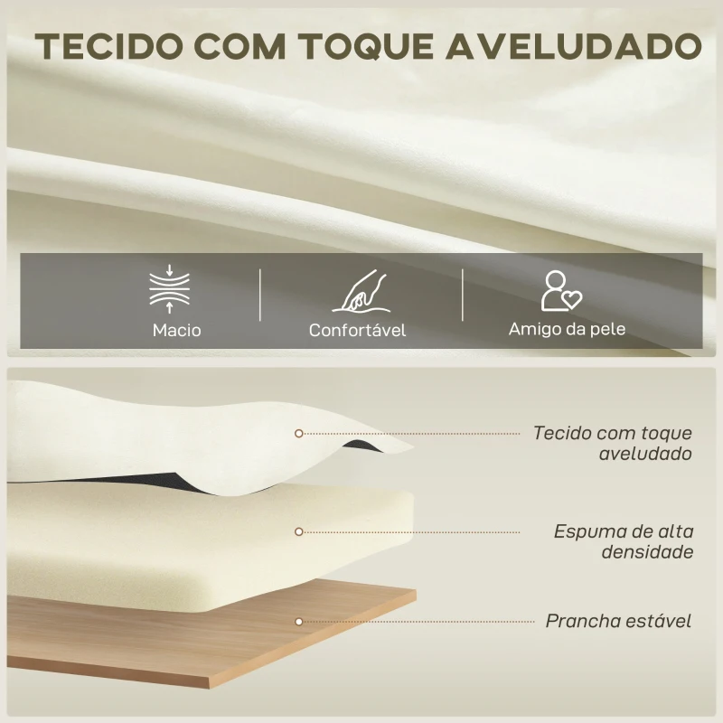 HOMCOM Poltrona de Sala Estofada em Veludo Acolchoamento Espesso Assento Amplo Apoio de Braços Almofada 81x77x81 cm Creme
