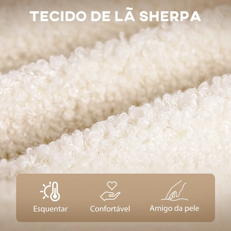 HOMCOM Poltrona Baloiço em Borrego com Oscilação de 40° Pés de Madeira de Faia e Estrutura de Aço 71x98x101 cm Bege