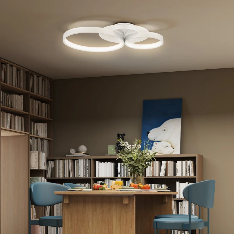 HOMCOM Candeeiro de Teto LED 40W Candeeiro Moderno com Iluminação LED 3000K/4000K/6500K 59x38x7,4 cm Branco