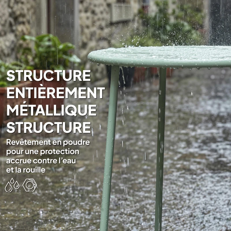 Outsunny Table basse extérieure pour 2 personnes, table de jardin ronde base en X avec structure métal, Ø 50 x 45,5 cm vert foncé